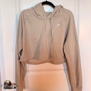 Gymshark Light Tan Cropped Hoodie